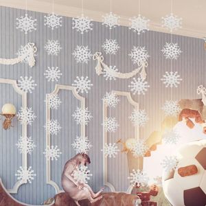 Weihnachtsdekorationen, 36 Stück Schneeflocken und 6 Stück 1,5 m lange Schnüre, Schneeflocken-Party-Dekoration, Papiergirlanden, hängende Ornamente, Decke für das Jahr