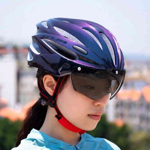 Caschi da ciclismo NEWBOLER Casco da ciclismo Lente con visiera Occhiali magnetici Modellati integralmente 58-62 cm per Uomo Donna MTB Casco da bici da strada T220921