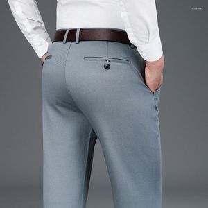 メンズパンツスプリング韓国スタイルの格子縞のカジュアルメンズストレートグレーブラックカーキスーツズボン