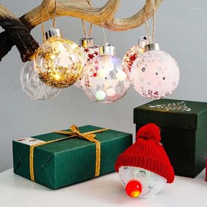 Decorazione per feste 4 stili 7,5 cm Luci a LED di Natale Palla in plastica trasparente lampeggiante appesa per l'ornamento della lampada a sospensione dell'albero di Natale del festival