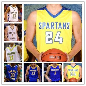 WSKT Custom College Basketball San State Spartans tröjor Omari Moore Trey Smith Tibet Gorener Shon Robinson Ibrahima Diallo Trey Anderson