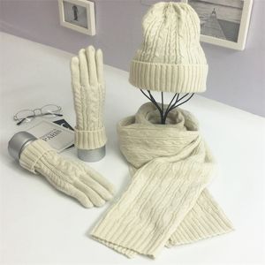 Hüte Schals Sets Halswärmer Herbst Ainter Fashion Flassic Twist Warme Mütze Handschuhe Schal dreiteiliges Set aus Herren Damen Kaninchenhaar Unisex 220922