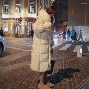 Trench feminina Casacos 2022 Jaqueta acolchoada de inverno, estilo coreano solto mulheres longas