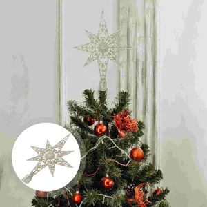 Julekorationer Tree Star Topper Xmas Treetop Decoration Homeornament Vintage Decor Glitter Diy Tag glittrande blinkande h￤nge