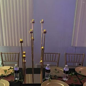 Party Decoration 12 Heads Gold Metal Candle Stand Candlestick Holders Wedding Arms Candelabra Table Centerpieces Bridal Shower Decor