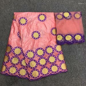 Roupas de tecido cor de pêssego Bazin riche brode tecidos africanos de alta qualidade 2022 getzner bordado para vestir