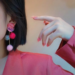 Baumeln Kronleuchter 2022 Neue Winter Mode Pompom Ohrringe Für Frauen Persönlichkeit Bunte Tropfen Baumeln Pendientes