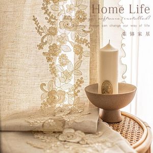 Curtain Curtains For Bedroom Living Dining Room French Cream Beige Warm Cotton Linen Pearl Lace Windows Door Tulle