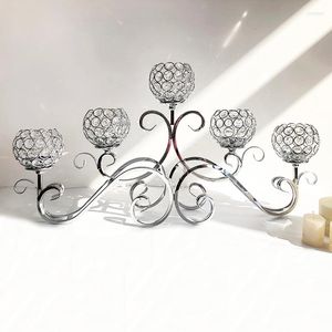 Mum Tutucular Lüks 5 Arms Crystal Christmas Candlestick Düğün Partisi Kutlamaları Şamelabra Romantik Ev Yemek Masa Dekor Tutucu