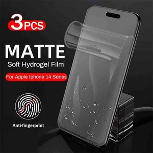 Schermbeveiligers van mobiele telefoons 3pcs 999D Frosted Matte Soft Hydrogel Film voor iPhone 14 Pro Max Screen Protector niet glas op Iphon Ipone Aifon 14 Promax plus T220921