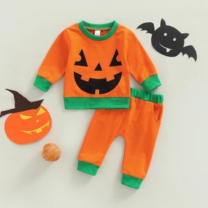 Completi di abbigliamento MaBaby 0-30 M Costumi per bambini di Halloween Nati per neonati Ragazzi Ragazze Vestiti Set Zucca Manica lunga Top Pantaloni Abiti