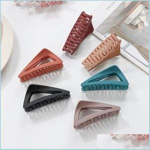 Gramps clipe de garra de triângulo geométrico para mulheres cabelos de plástico sólido de tamanho grande de tamanho grande acessórios de caranguejo C3 Drop Deliver