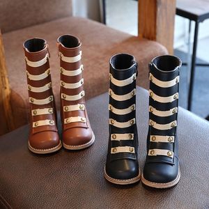 Boots Children Boot Girl S Chelsea Boy Fashion Rivet Knee High Soft Non Slip Rubber Sole 4 12 år gammal 220921