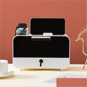 Tissue Boxes Napkins Nordic Living Room Plastic Napkin Storage Box With Der Mtifunction Desk Remote Control Holder Organiz Yydhhome Dhfmt