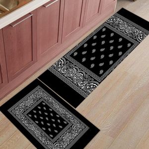 Carpets 2pcs/set Anti-Slip Kitchen Carpet Doormat Bandana Pattern Floor Mat Hallway Portch Rug Indoor Door Mats