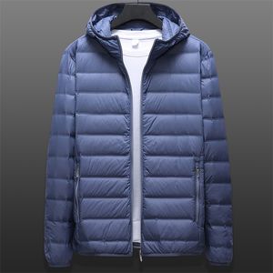 Męska mączka parkas wiosenna kurtka puffer lekka wózek półsezon Ultra światło mąż jesienna duża rozmiar 6xl 8xl biały maska ​​kaczek płaszcz męski 220922