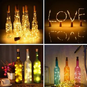 20pcs Wine Bottle Light With Cork LED String Lights Battery Fairy Lights Garland Christmas Party Wedding Bar Decoration D5.5