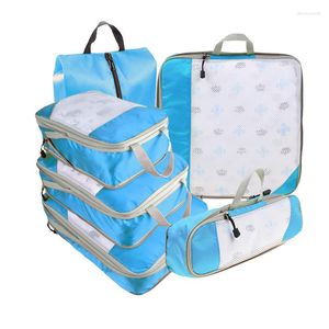 Storage Bags 6PCS Travel Portable Packing Cubes Set Luggage Organizer Compressible Shoe Bag Mesh Visual Lightweight Suitcase
