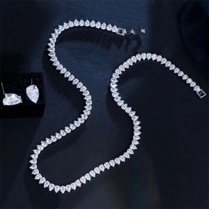 Cwwzircons underbara kubiska zirkoniumvitt guldfärg runda bröllop brud halsband örhängen fest smycken set för brudar t567 220922