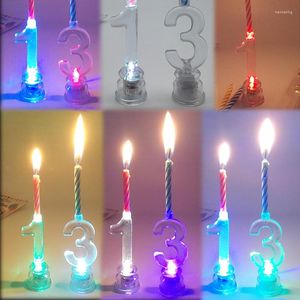 Forniture festive Candela filettata con numeri luminosi Flash Decorazione torta di compleanno Confessione Blingbling520