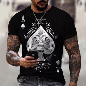 Camisetas masculinas Ace of Spades T-shirt 3D Impressão colorida Tops de manga curta Summer respirável esportes casuais xxs-6xl