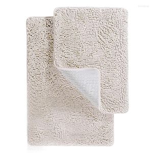 Carpets 2 Piece Bathroom Rugs Bath Mat Set -Plush Chenille Shower Mats For Non-Slip Rug With Rubber Backing