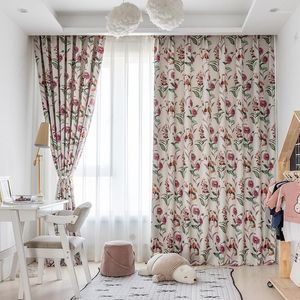 Curtain Pastoral Printed Blackout Curtains For Living Room Bedroom Kitchen Finished Blinds Modern Floral Drape Window Custom