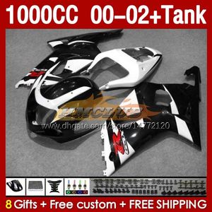 Carenature Serbatoio OEM per SUZUKI GSXR 1000 CC K2 GSXR-1000 GSXR1000 2001 2002 2002 Corpo 155No.67 nero bianco GSX R1000 1000CC 00-02 GSX-R1000 00 01 02 Stampo ad iniezione Carenatura