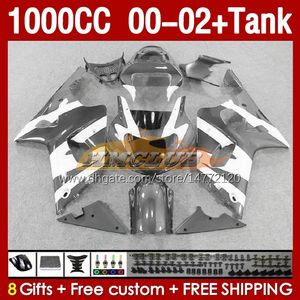 Injection Fairings &Tank For SUZUKI GSXR 1000 CC 1000CC K2 00-2002 Body 155No.123 GSX-R1000 GSXR-1000 GSXR1000 00 01 02 GSX R1000 2001 2002 2002 OEM Fairing glossy grey