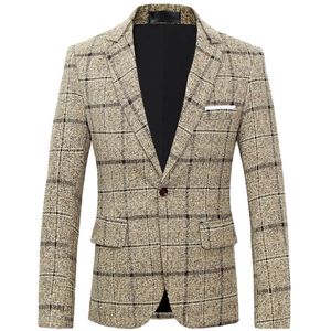 Men's Suits Blazers Fashion Casual Boutique Woolen Suit Male Business Plaid Slim Fit Party Dress Blazer Jacket Coat 220922