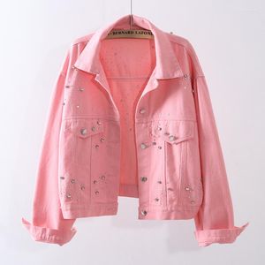 Women's Jackets Spring Autumn Fashion Diamonds Denim Jacket Women Outerwear Loose Short Jeans Coat Female Chaquetas Mujer Woman Cloth