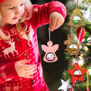 Party Supplies Year 2023 Jingle Bells Iron Angel Pendant Hanging Christmas Tree Ornaments Decorations DIY Crafts