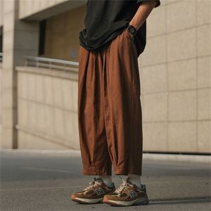 Men's Pants Summer Cotton Linen Men Fashion Retro Casual Mens Japanese Streetwear Loose Hip Hop Straight Trousers 220922