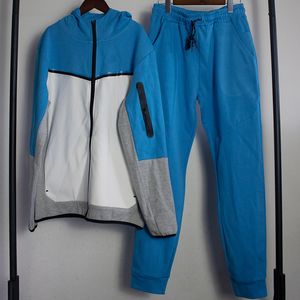 Bir fermuarlı kalın teknoloji fleeces erkek izleme erkek erkekler spor kıyafetleri sokak kıyafeti jogger pantolon ile hoodies ceket setleri sonbahar kış için gevşek ter takım elbise