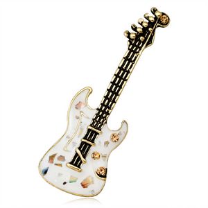 Shell Guitar Brosch Pins Musikinstrument Färgglada Corsage Brosches för kvinnor Män Fashion Jewelry