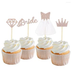 Festive Supplies 8 Pcs/Set Wedding Cake Topper Birthday Cakes Decoration Baby Shower Got Engaged Rose Gold Dessert Decor Gift