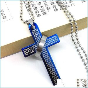 Pendant Necklaces Fashion Stainless Steel Pendants Christian Bible Prayer Cross Pendant Men Necklace Charming Gifts Jewe Dhseller2010 Dhzoe