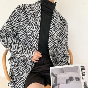 Abiti da donna Donna Runway Zebra Striped Blazer Jacket Monopetto Office Ladies Cappotto casual Stile boyfriend Blazer larghi Completi Top