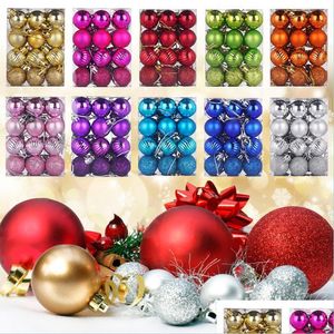 Partydekoration 24 Stück Weihnachtsbaumkugeln Weihnachtsschmuck Kugel Glitzer Hängendes Jahr Anhänger Dekor Prop Geschenkzubehör Drop Del Bdebag Dhbgz