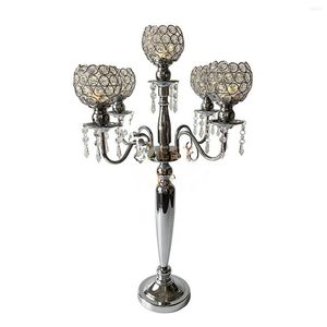 Party Decoration Event Decor Candelabra 5 Arms Metal Crystal Candelabrum Candle Holder Wedding Table Centerpiece Decorations