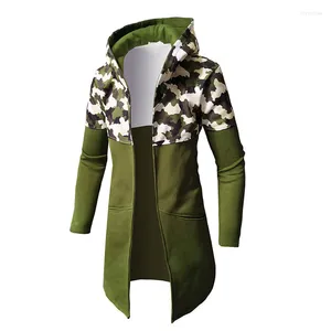 Men's Hoodies Camouflage Men's Long Patchwork Casual Fashion European Style Silm Hooded Coat Four Seasons Cotton Male Cardigans