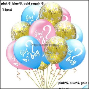 Decorazione per feste 12 pollici Punto interrogativo Ragazzo o ragazza Coriandoli Paillettes Baby Shower Sex Gender Reveal Balloon Decorazioni di compleanno Bdebag Dhu0Q