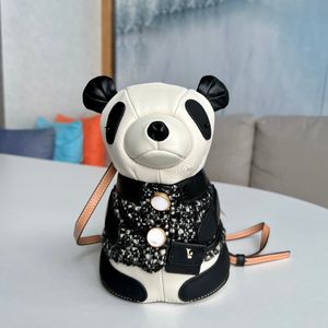 Women's Designer Bags Panda-shape Genuine Leather Crossbody Bag Logo Button