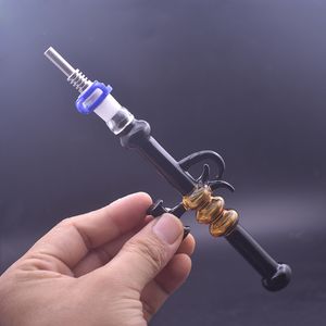 6.5 Inches Smoking Accessories 10mm Joint Glass CONCENTRATE TASTERS OIL WAX Smoking PIPES with Quartz Nail Tip and Stainless Steel Tip Dhl Free cheapest