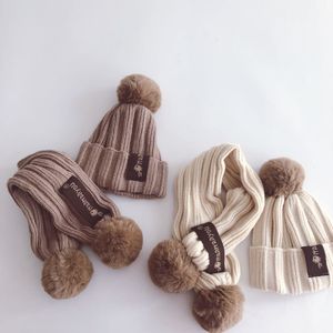 Scarves Wraps Caps Hats Autumn Winter Children Scarf collar Boys Girls Warm Beanies Sets Fashion Cotton Baby knit Hat 220921