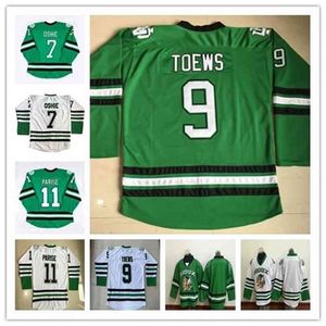 Wskt North Dakota Fighting Sioux College Jerseys Hockey 7 TJ Oshie 9 Jonathan Toews 11 Zach Parise Blank Green White University Retro Stitched