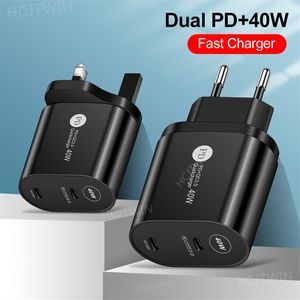 Universal Fast Quick Chargers 40W Dual PD USB-C Тип C Waller garger Eu US UK Адаптер AC AC AC Adapter