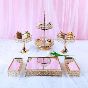 Backformen-Werkzeuge, 4–8-teiliges Hochzeitstorten-Ständer-Set, goldenes Spiegel-Metall-Cupcake-schönes Tablett, Dessert-Display-Dekoration