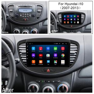 Android Araba Video Stereo 2 Din 9 inç Kapasitif Dokunmatik Ekran DVD Player GPS Navigasyon WiFi Bluetooth USB Hyundai I10-2013