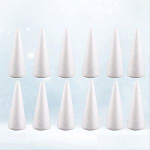 Dekoracja imprezowa 12pcs 15 cm biała solidna pianka DIY Cone Ręcznie robione akcesoria rzemieślnicze do domu Bożego Narodzenia BDESPORTS DHBLX